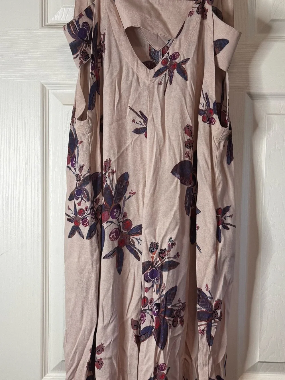 Free People Pink and Purple Floral Wide Leg Spaghetti Strap Jumpsuit - Size XS